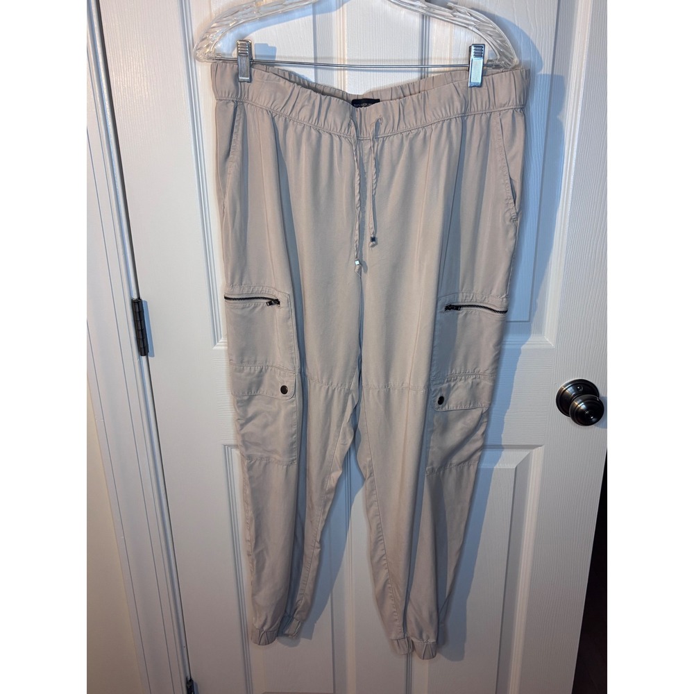 Banana Republic Women Beige Lyocell Cargo Jogger Pants Cabincore Size L